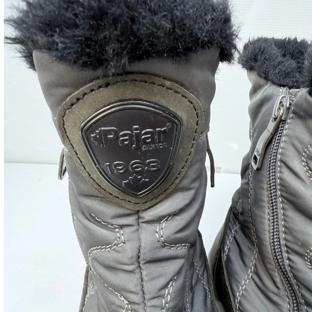 Pajar Canada Womens Gray Waterproof Winter Boots Vibram Arctic Grip Fits 8-8.5